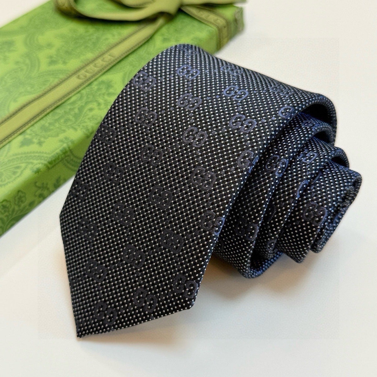 Gucci Style Men's GG Monogram Silk Tie