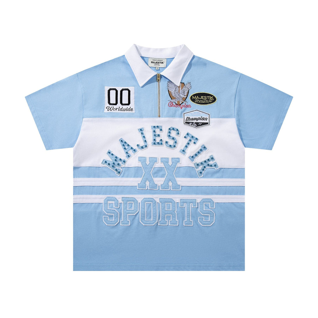 MAJESTIK XX Sports Graphic Zip Polo Shirt